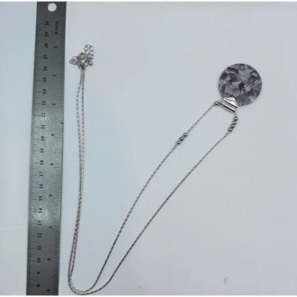 Round Pendant Necklace Fashion‎ Jewelry Silver Tone Chain Necklace